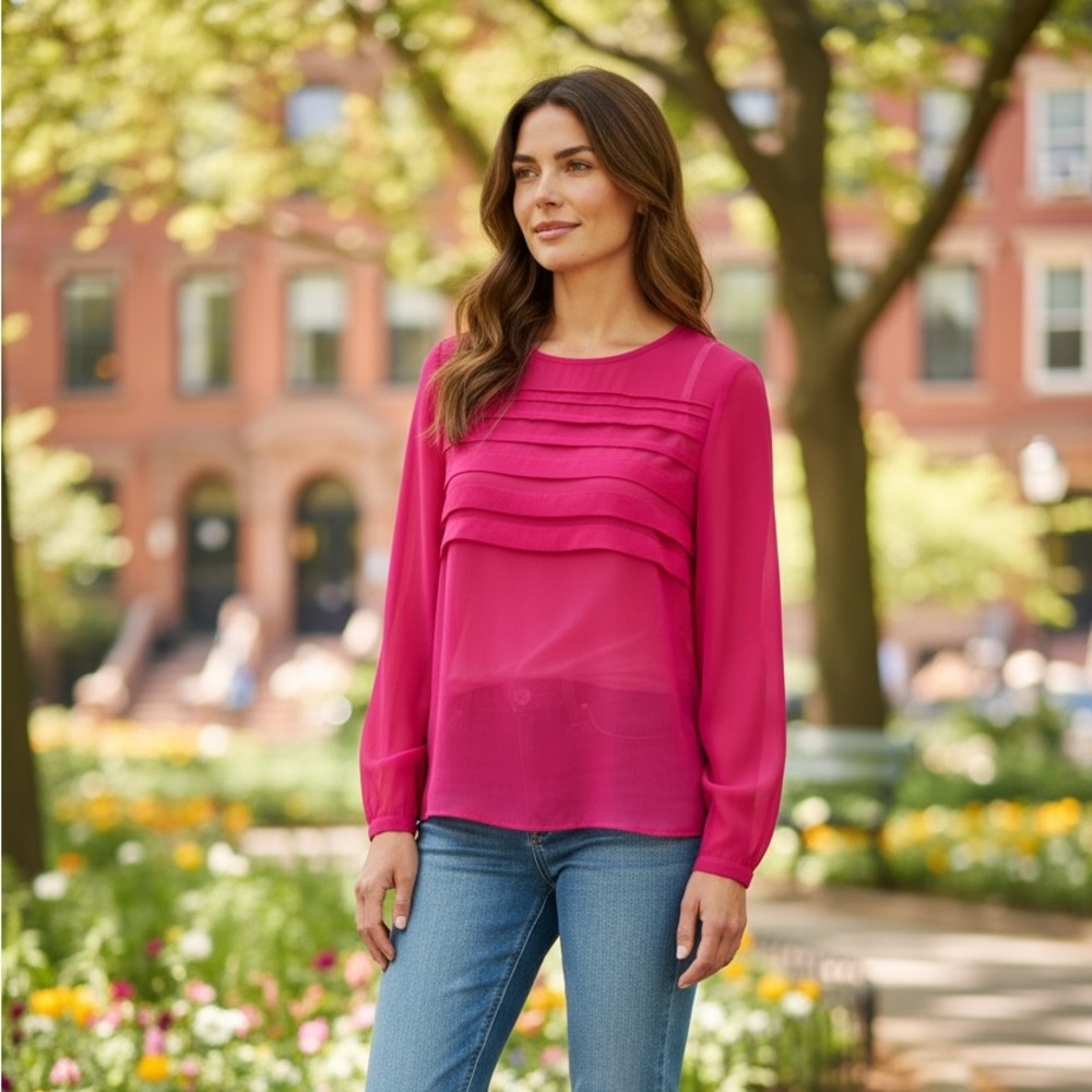 Loft factory pink sheer blouse, size S
